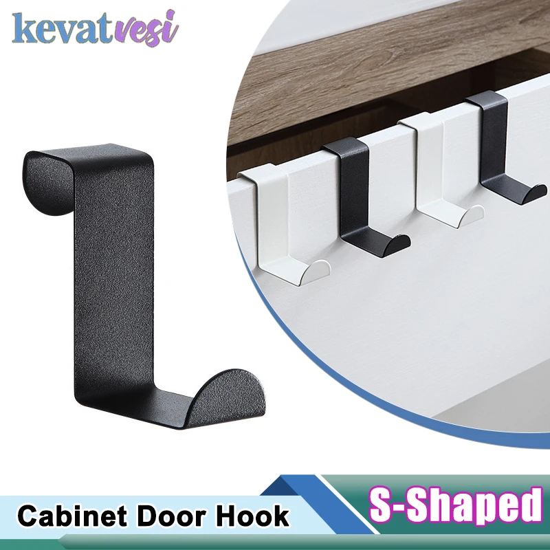 Door Hook S-Shape Stainless Steel Door Hanger Hooks Bathroom Kitchen Cabinet Door Hook Clothes Key Storage Holder Organizer