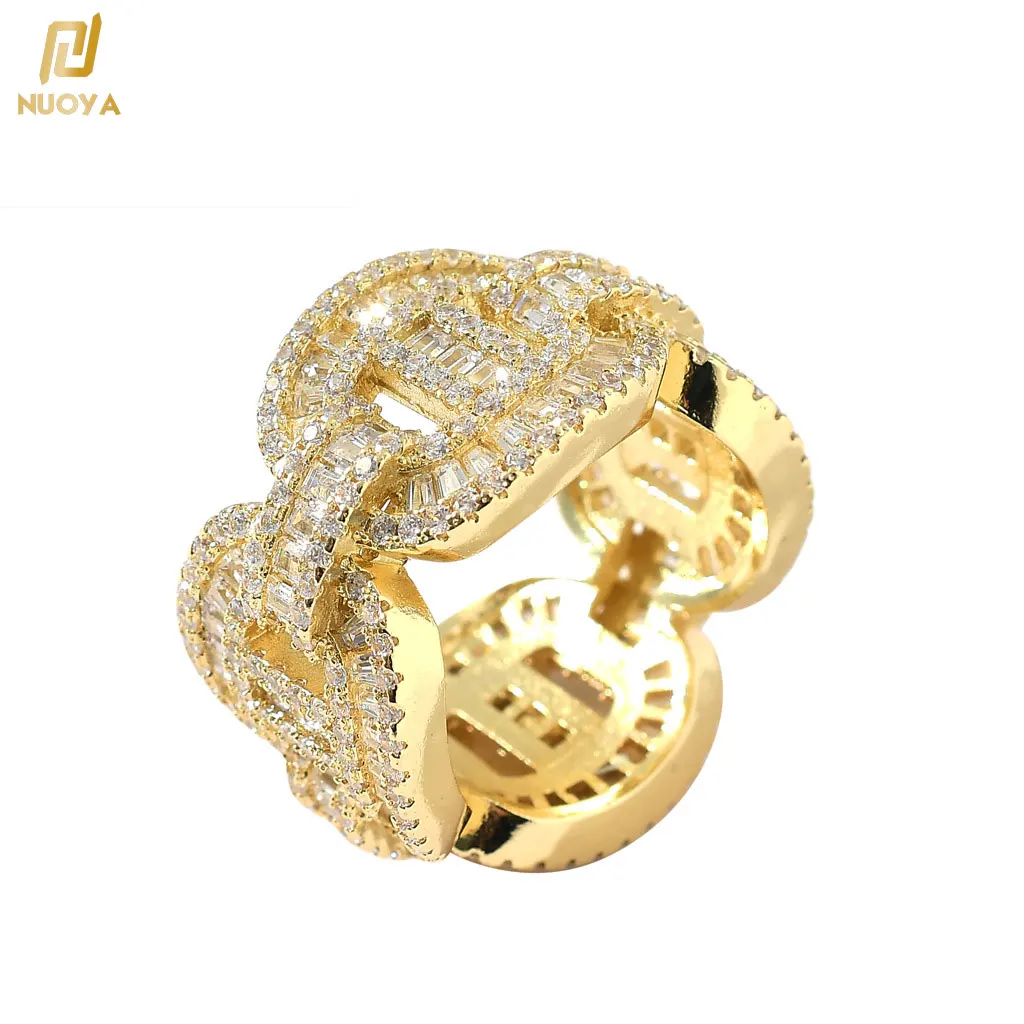 

Hip Hop Jewelry Pig Nose Copper Ring Iced Out Baguette Diamond CZ Rings for Men Women Free Shipping Items