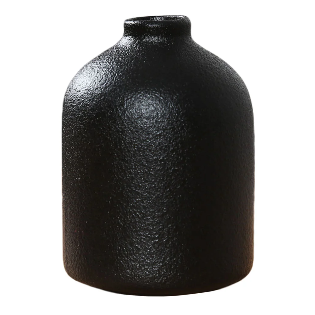 

Vase Flower Ceramic Black Vases Holder Decorative Pot Arrangement Mini Pottery Farmhouse Rustic Chic Desktop Table Diffuser