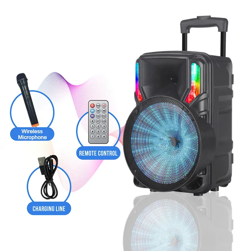 

outdoor high-power trolley bluetooth speaker high volume RGB with wireless microphone remote control K song bluetooth speaker