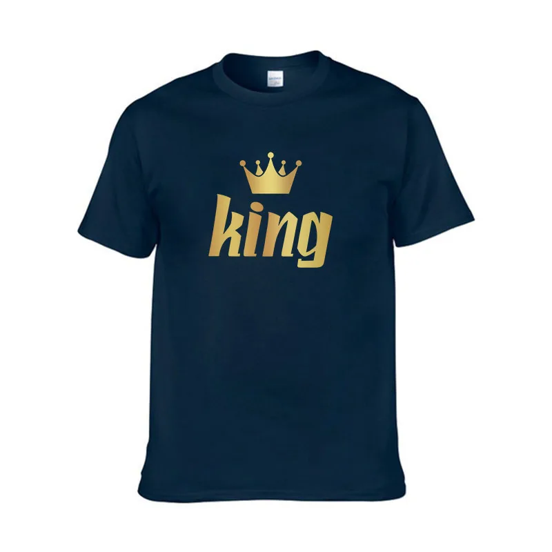 

King Queen Lovers Tee T Shirt Imperial Crown Printing Couple Clothes lovers Tee Shirt Femme Summer 22 New Casual O-neck Tops