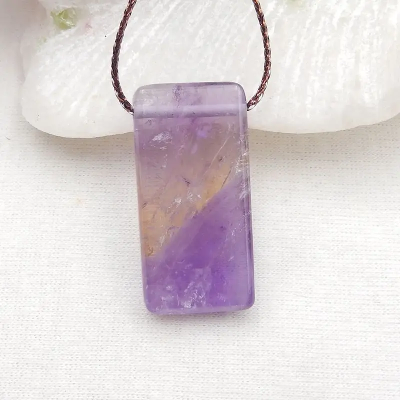 Natural Stone Ametrine Gemstone Pendant Bead 32x16x8mm 9g Semiprecious DIY Jewelry Making Necklace Accessories