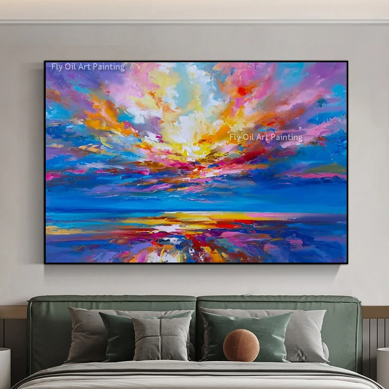 

Handmade Oil Painting Impressionist Colorful Textured Wall Art Landscape Art 3D Thick Painted Palette Knife Thick Oil Painting