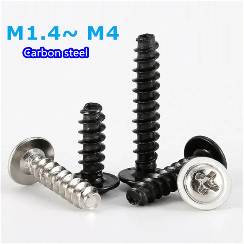 M1.4 M1.7 M2 M2.3 M2.6 M3 M4 Phillips с круглой головкой и шайбой Саморезы из углеродистой стали