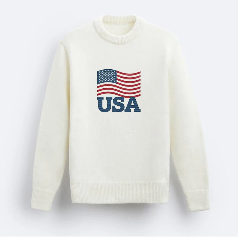 Модный Белый мужской вязаный свитер Y2k с узором в США винтажный пуловер стиле