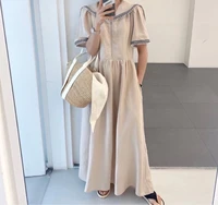 korean lace embellished warehouse dress minimalist dress pullover loose thin elegant dress summer 2022 new