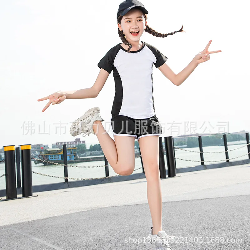 

Yoga Clothes Girls' Dance Sports Fitness Spring and Summer Body Quick Drying Clothes Less Children Practice Badminton Clothes Ou