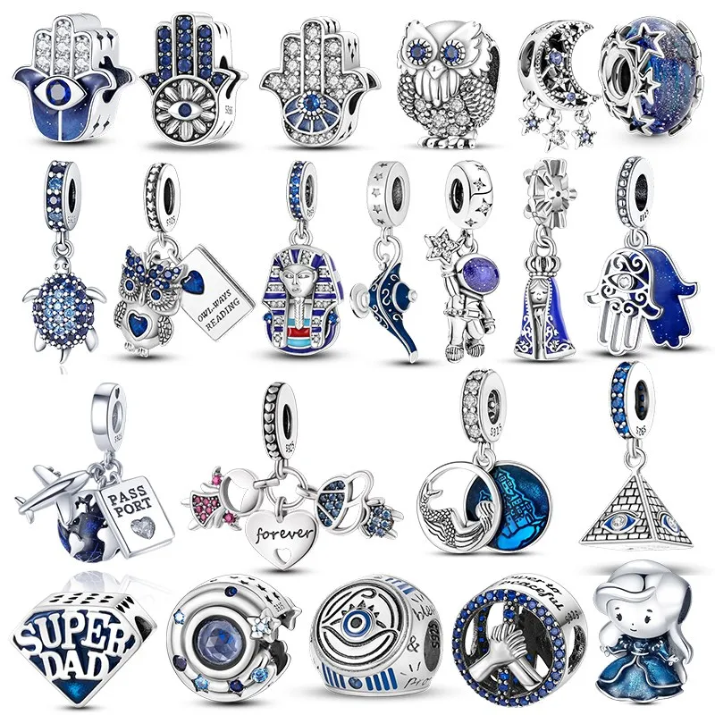 Шармы серебряные 925 пробы Plata De Ley оригинальные синие шармы морская черепаха