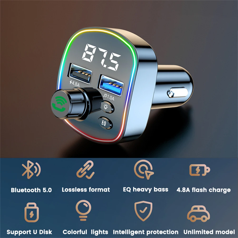 

FM-трансмиттер автомобильный с поддержкой Bluetooth 5,0 и двумя USB-портами