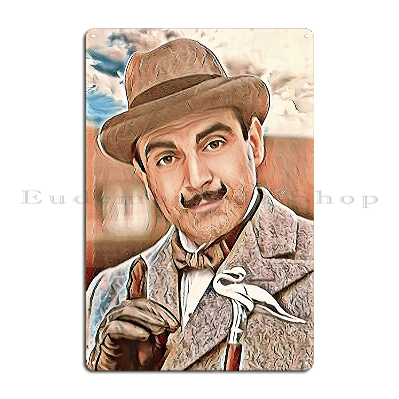 Hercule Poirot Metal Plaque Poster pub Garage Plaques Wall Design Tin sign