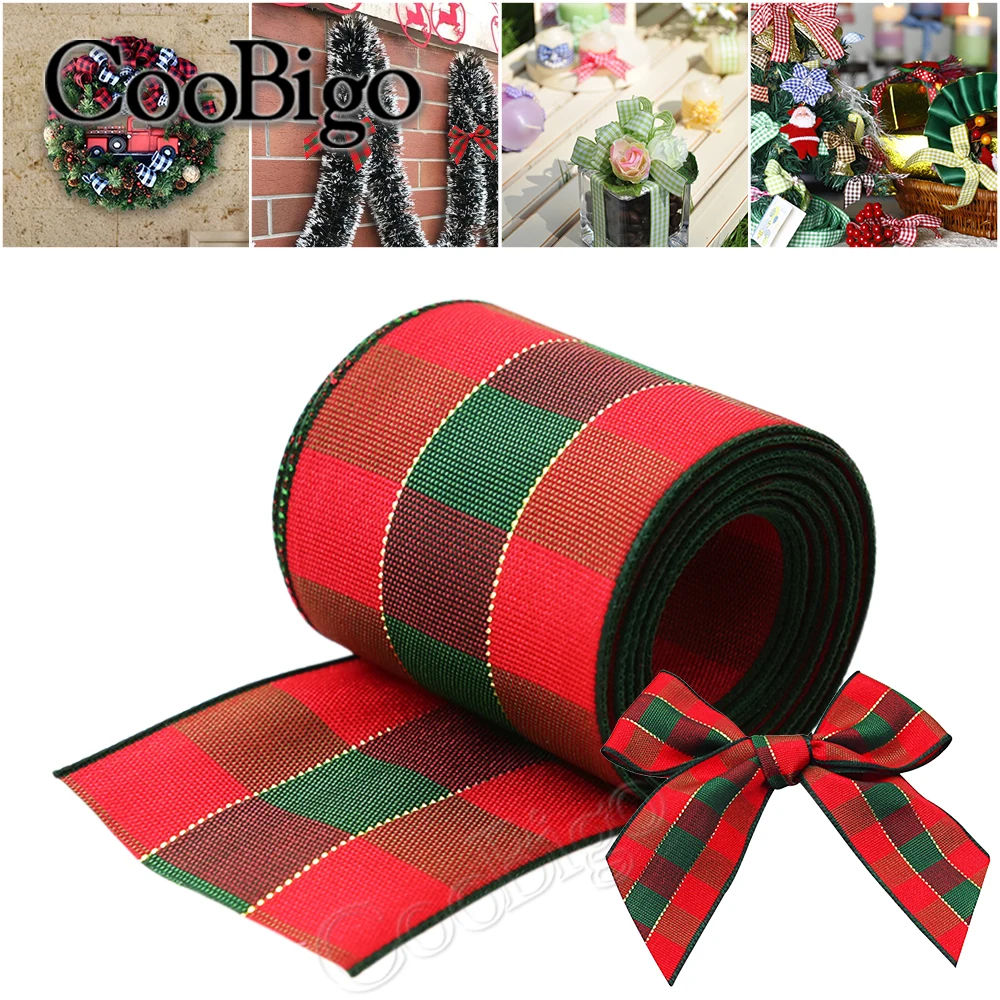

100Yards Gingham Ribbon Plaid Checkered Ribbons Woven Edge Polyester Handmade Bow Christmas Decor DIY Gift Packaging Supplie