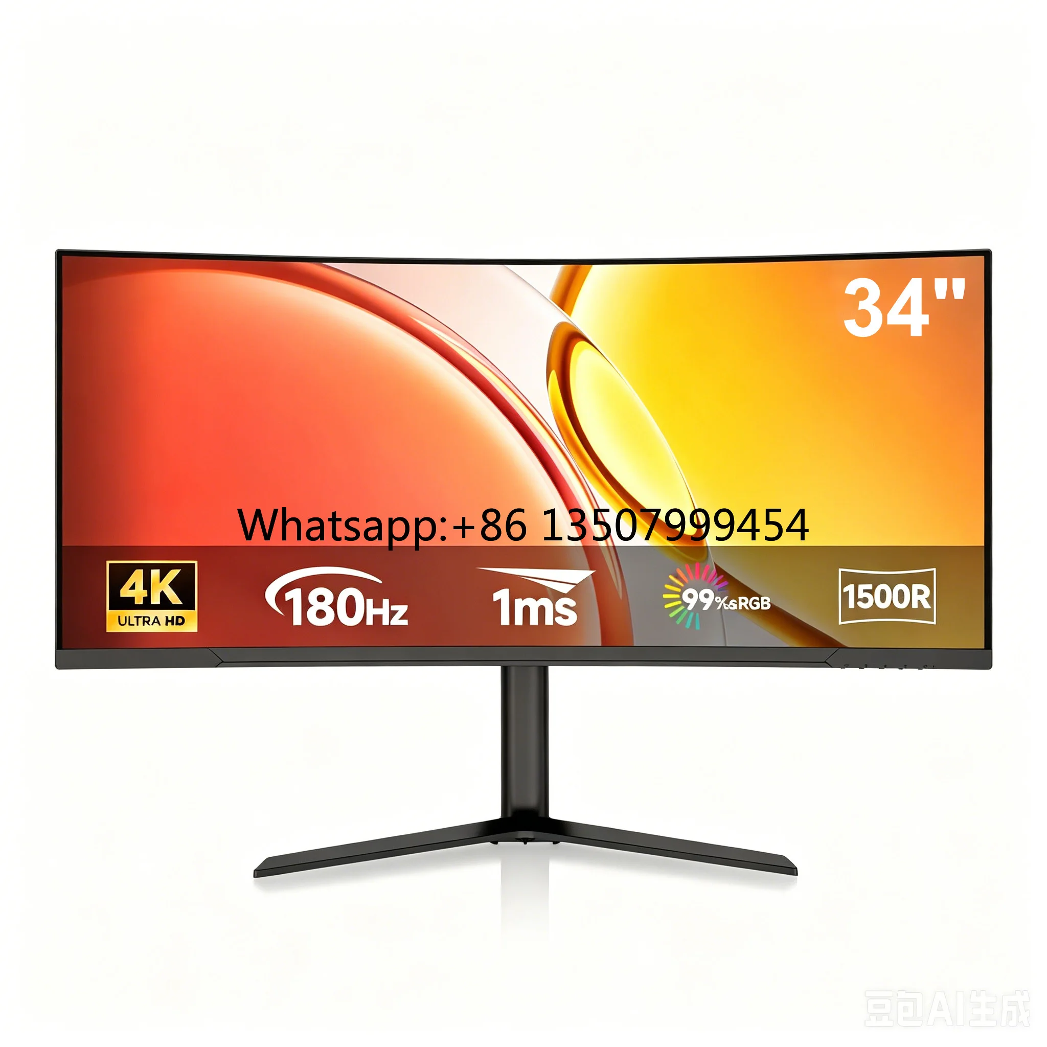 Фото Эргономичный 34-дюймовый игровой монитор IPS с частотой 144 Гц, соотношением сторон 21:9, разрешением 3440x1440, временем отклика 1 мс, 99% sRGB, регулировкой по высоте №1