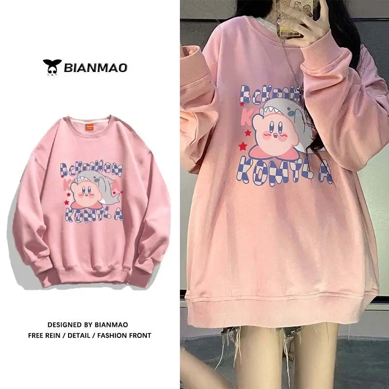 

Kawaii Kirby аниме хобби свитер женский Осень и зима Корейская версия свободного кроя колледжа с круглым вырезом Топы Модели Bff