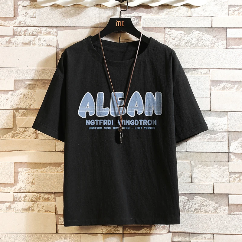 

Hip Hop Mens Streetwear Linen T-shirts Casual 2023 Summer Short Sleeves Black White Tshirt Tees Oversize 5XL T Shirt