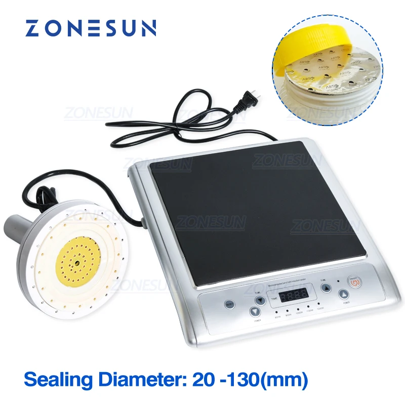 ZONESUN-máquina de sellado de tapa de papel de aluminio, sellador de inducción continua de microordenador de mano, inducción electromagnética, GLF-500L