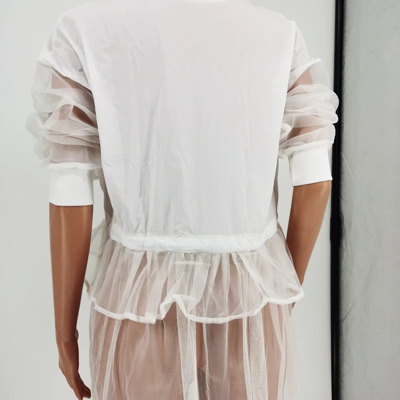 Куртка женская сетчатая в стиле пэчворк верхняя одежда Корейском с длинным