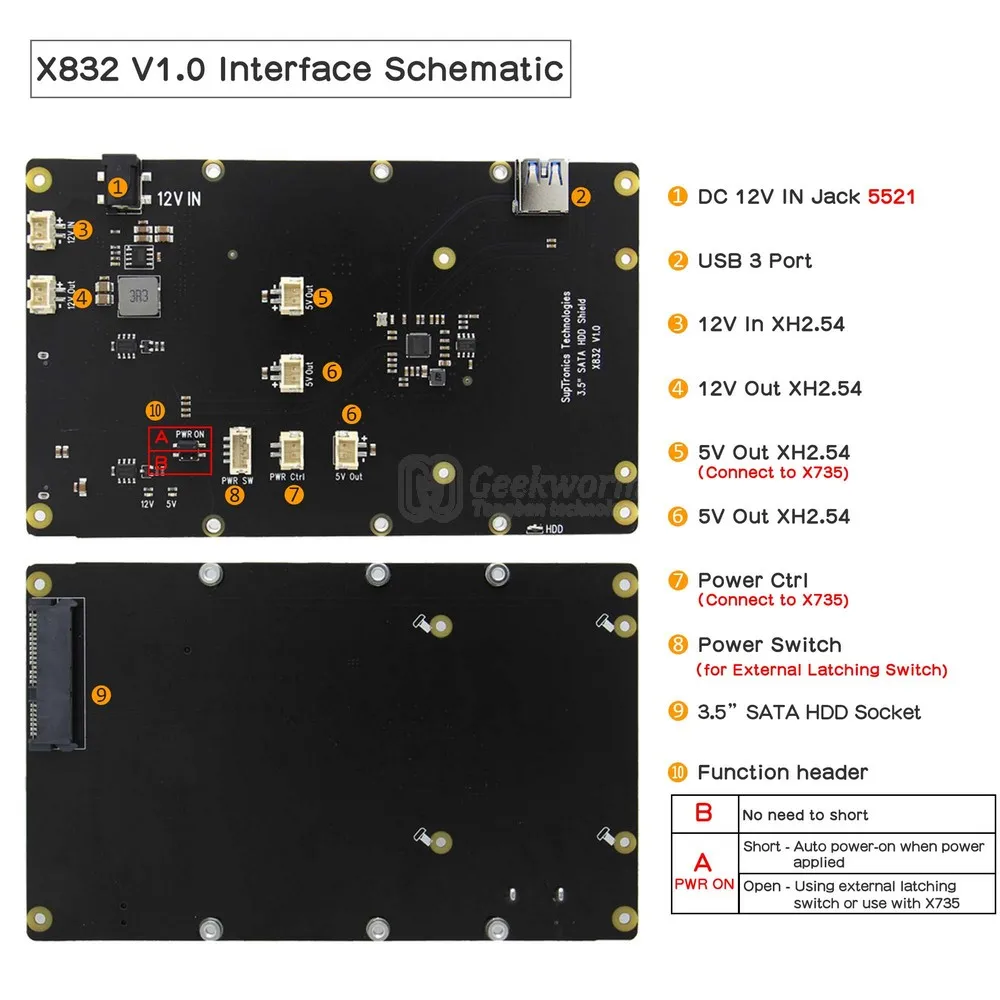 Raspberry Pi X832 V1.0 3 5 &quotSATA Плата расширения для жесткого диска с USB 1 перемычкой только 4