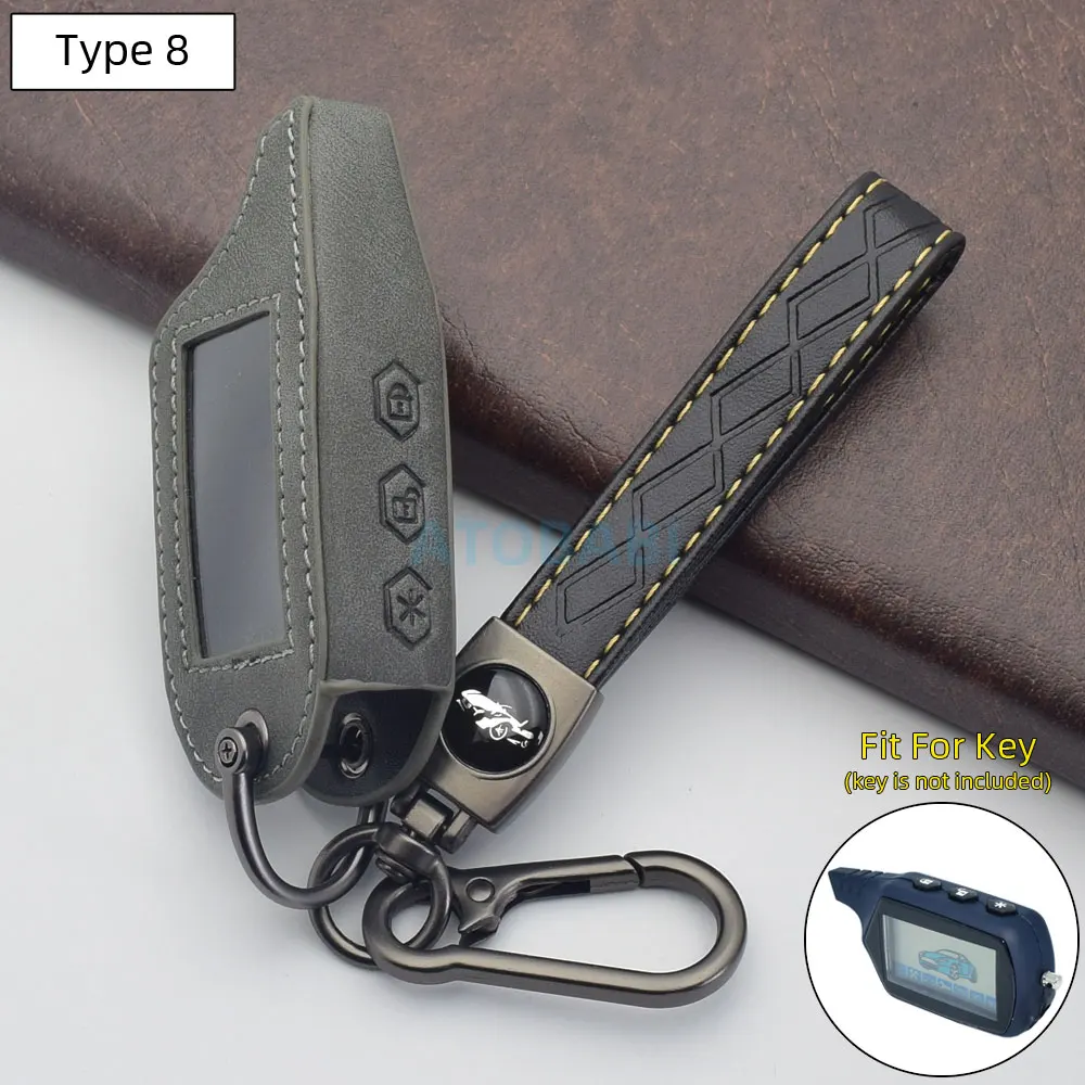 

Серый кожаный чехол для автомобильного ключа для Starline A91 A61 V7 B9 B6, двухсторонняя автомобильная сигнализация, ЖК-дисплей, пульт дистанционного управления, чехол, защитная кожа