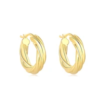 gold plated twisted twist hoop earrings 2021 new fashion light luxury minority high sense simple temperament earrings women