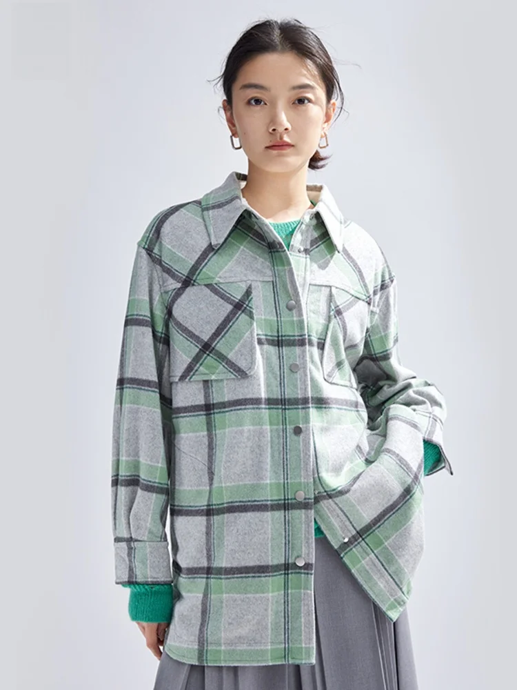 Трансляция зимний шерстяной топ женский свободный простой художественный