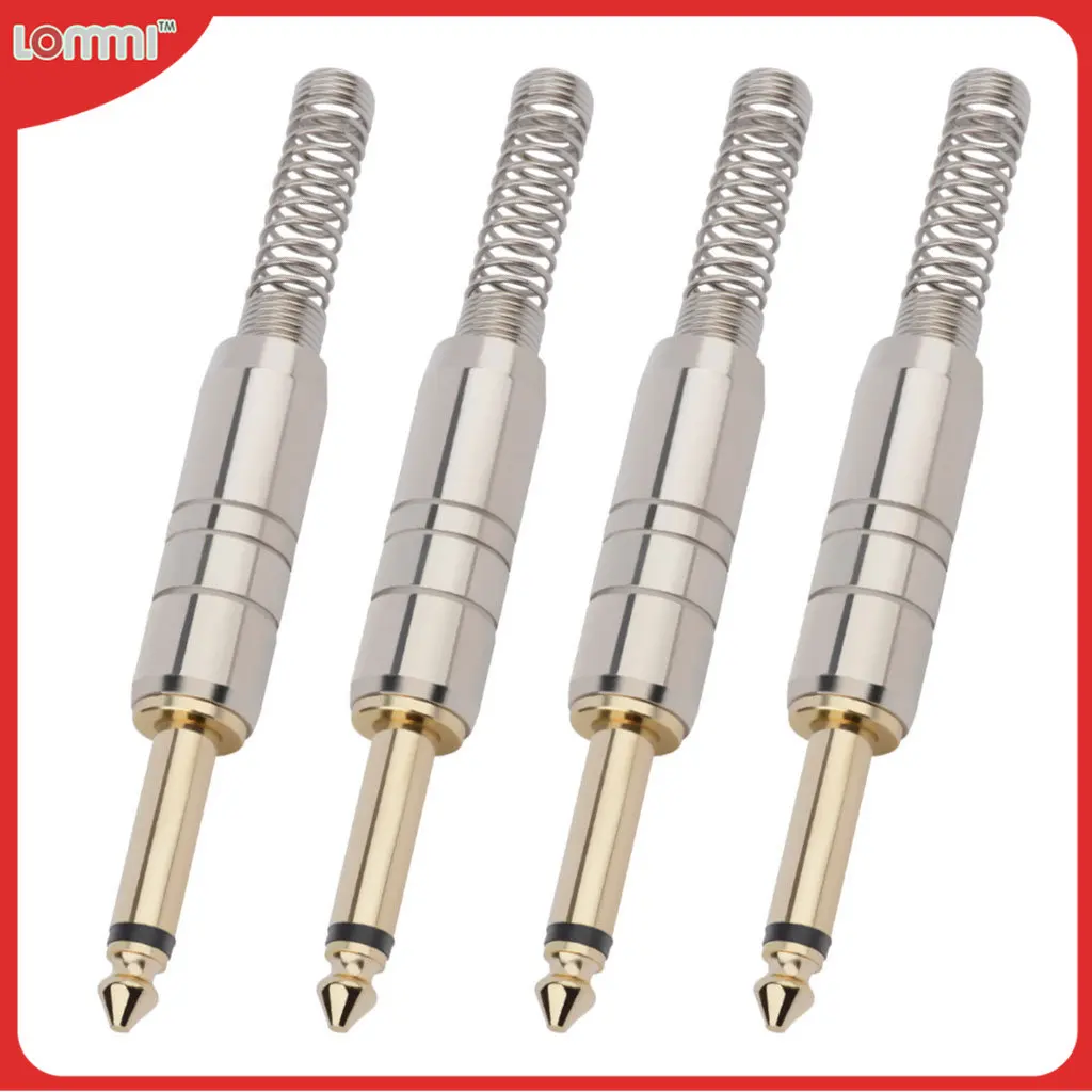 

LOMMI 4PCS 6.35mm 3Pole Stereo Audio Jack Amplifier Microphone Guitarra Cable Solder Plug Connector with Spring for Guitar