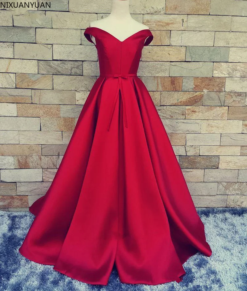 

Evening Dresses for Woman Long Elegant 2022 Off Shoulder A-Line Satin Prom Maxi Dress Party Gown Vestidos De Fiesta