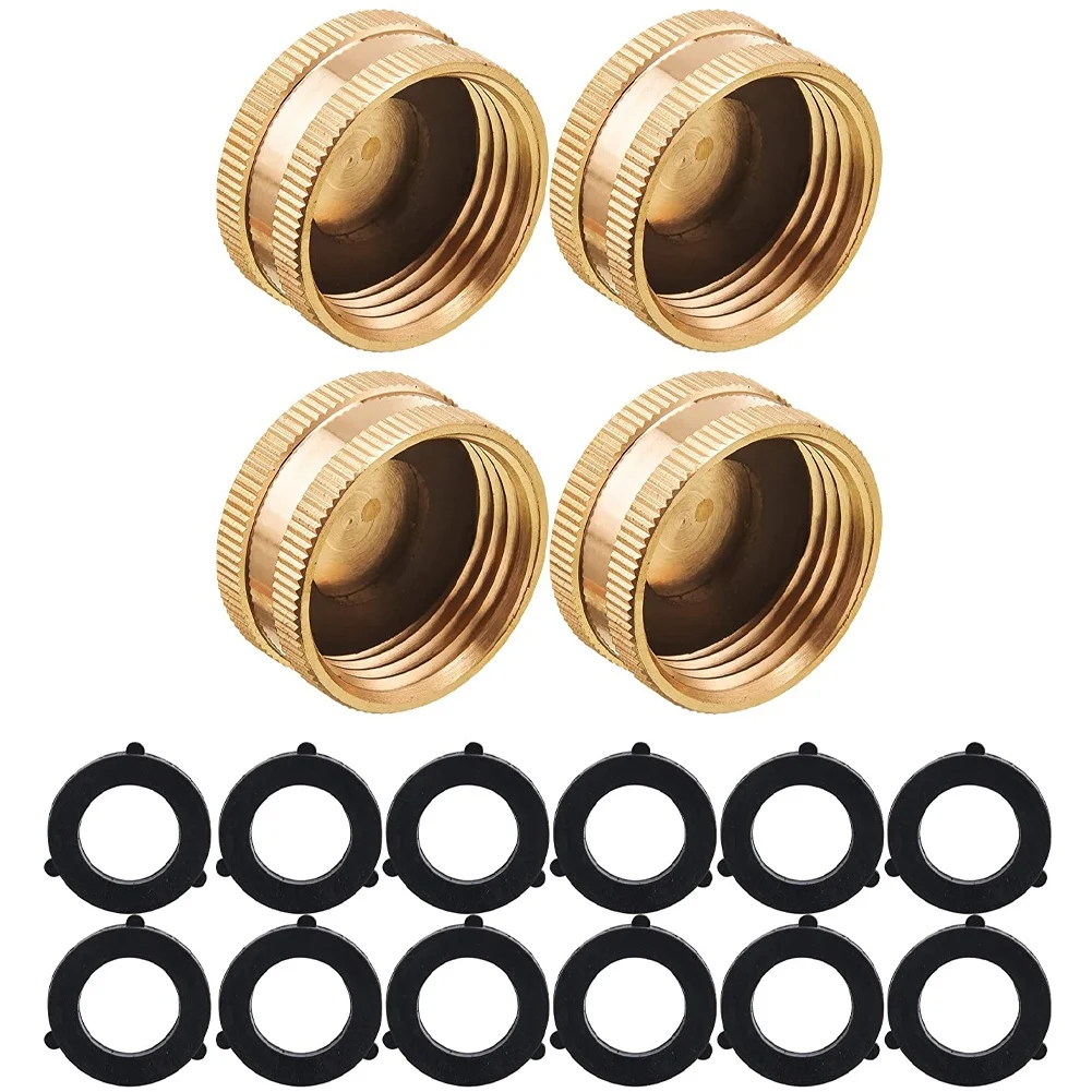 

Garden Hose Female End Cap Brass Spigot Cap with Extra 12 Washers 3/4 Inch 4-Pack