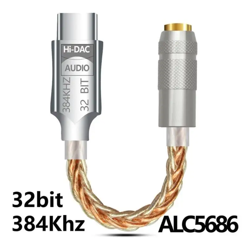 Фото R53C Звуковой адаптер USB C на 3,5 мм USB C Адаптер для наушников 32 бит 384 кГц ALC5686 ЦАП №1