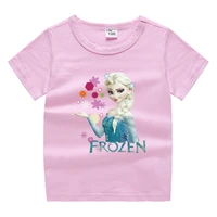 girls t shirt short sleeve cotton children t shirt elsa princess printed tops kids summer clothes casual tees