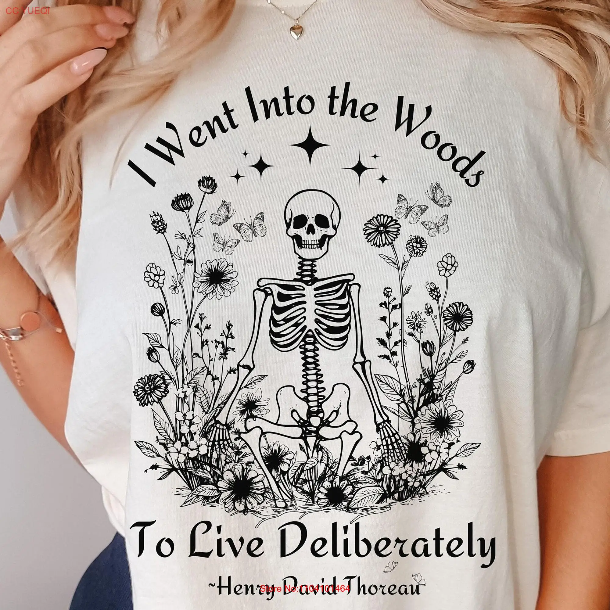 Футболка Thoreau я пошел в лесу Уолден Whimsigoth Cottagecore череп Goblincore темные длинные или