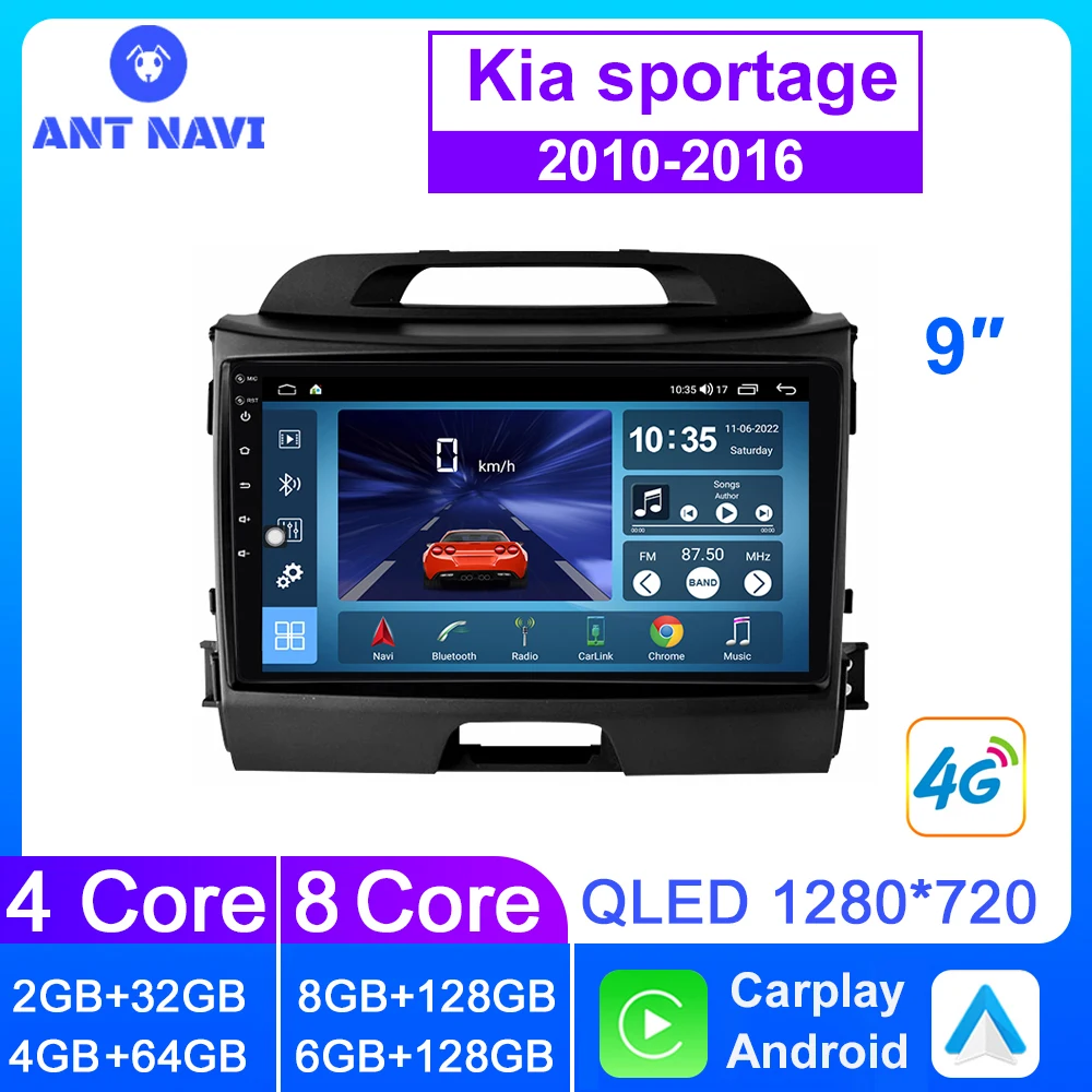 

AntNavi Car Radio Android For KIA Sportage 3 2010-2016 Multimedia Player 2 DIN Touch Screen Wireless Carplay DVD Vedio Head Unit