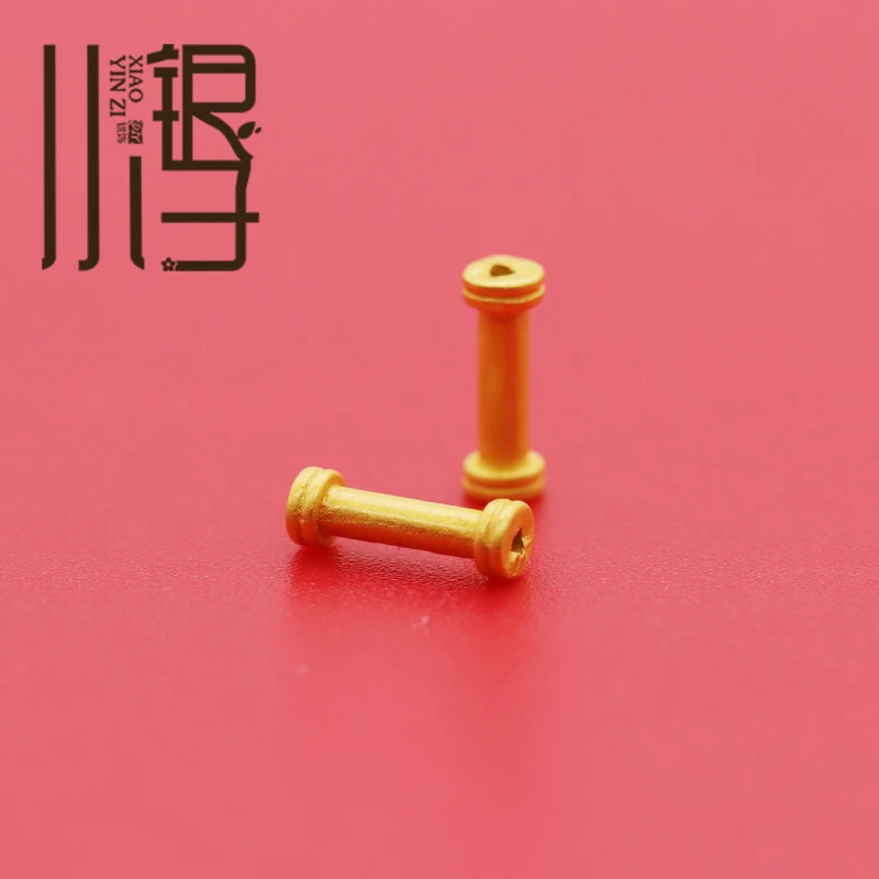 Бусины из стерлингового серебра S925 мини-короткая прямая трубка маленькая