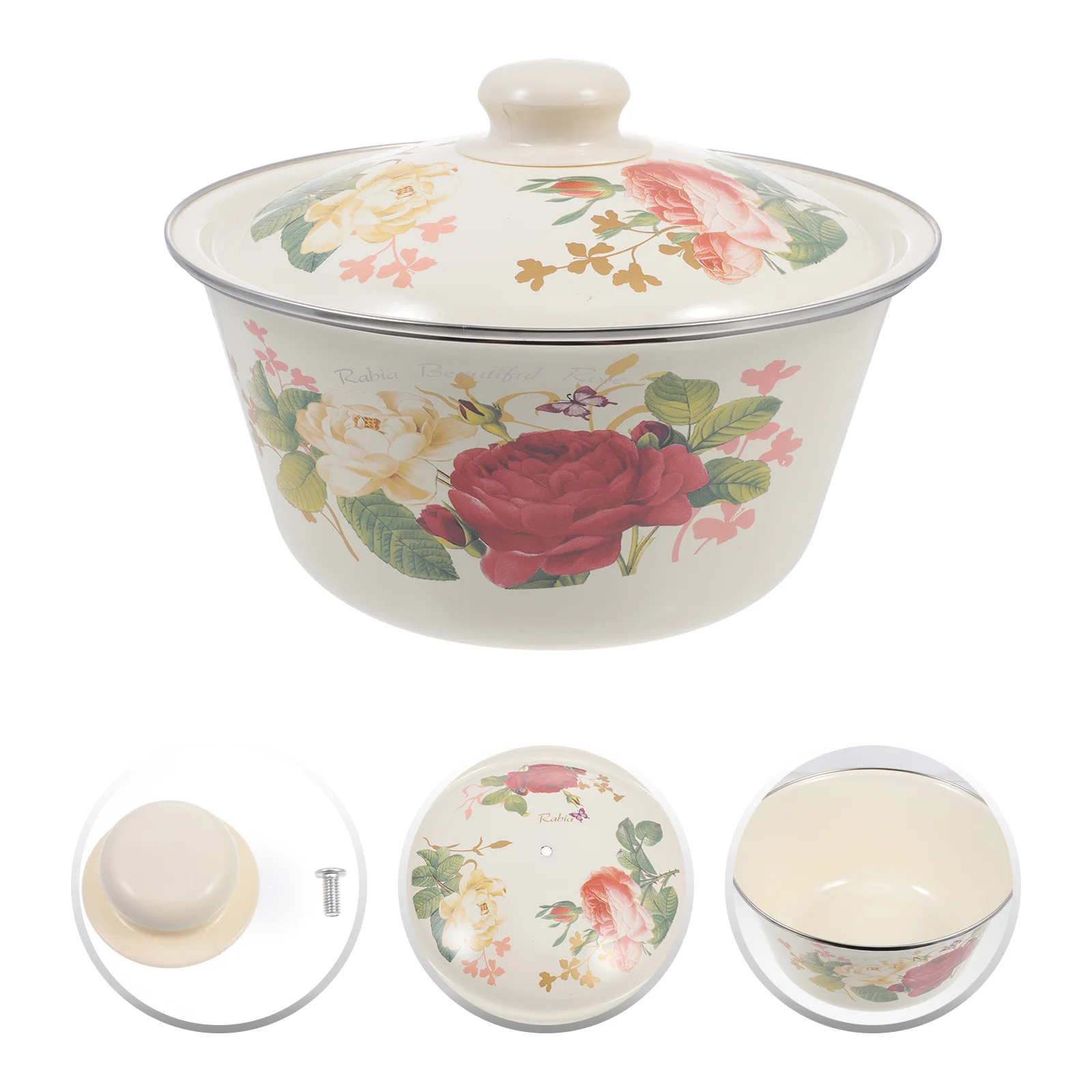 

Enamel Vintage Bowls Bowl Enamelwaredishes Camping Noodles Cereal Basin Container Storage Basins Soup Pot Washing Popcorn