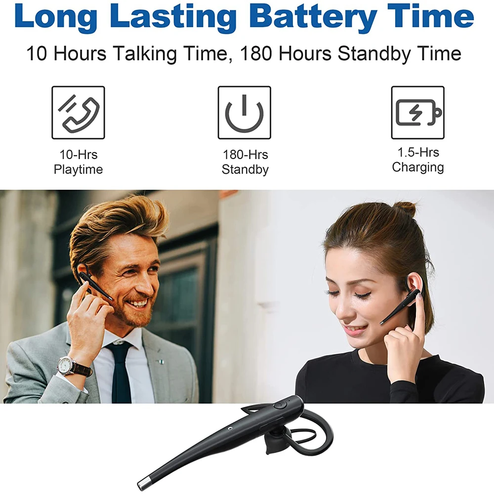

IPX7 Waterproof Bluetooth Headset CVC8.0 Dual Mic Noise Cancelling Wireless Bluetooh Earphone With Type-C Fast Charging Headset