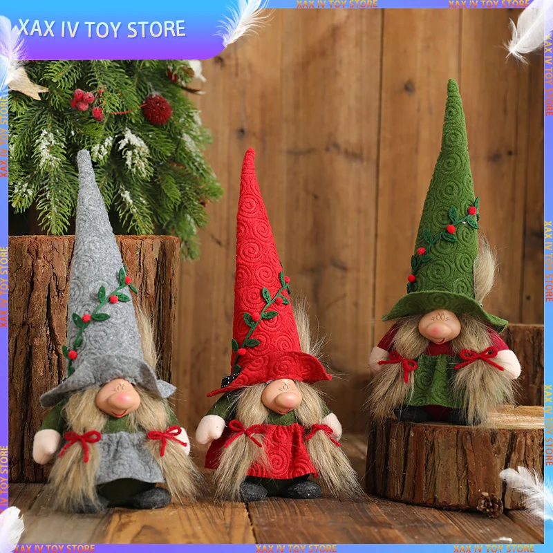 

Новый рождественский гном, плюшевая игрушка, Декор, Рождественская длинная шапка, эльф, кукла без лица, Рождественское украшение для дома, новогодние праздничные подарочные украшения