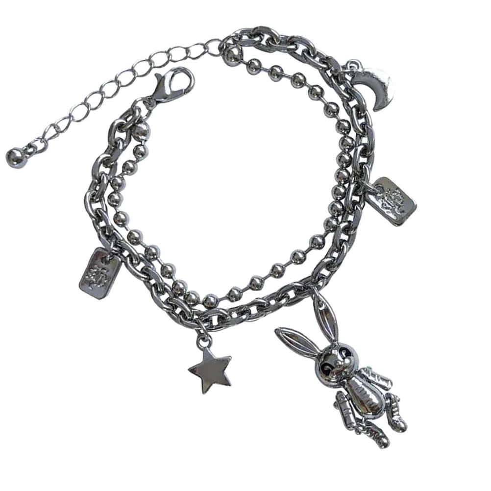 

1 PC Asymmetric Cool Special Hip Hop Bracelet Robot Bunny Chain Wrist Jewelry Chain for Outdoor Men