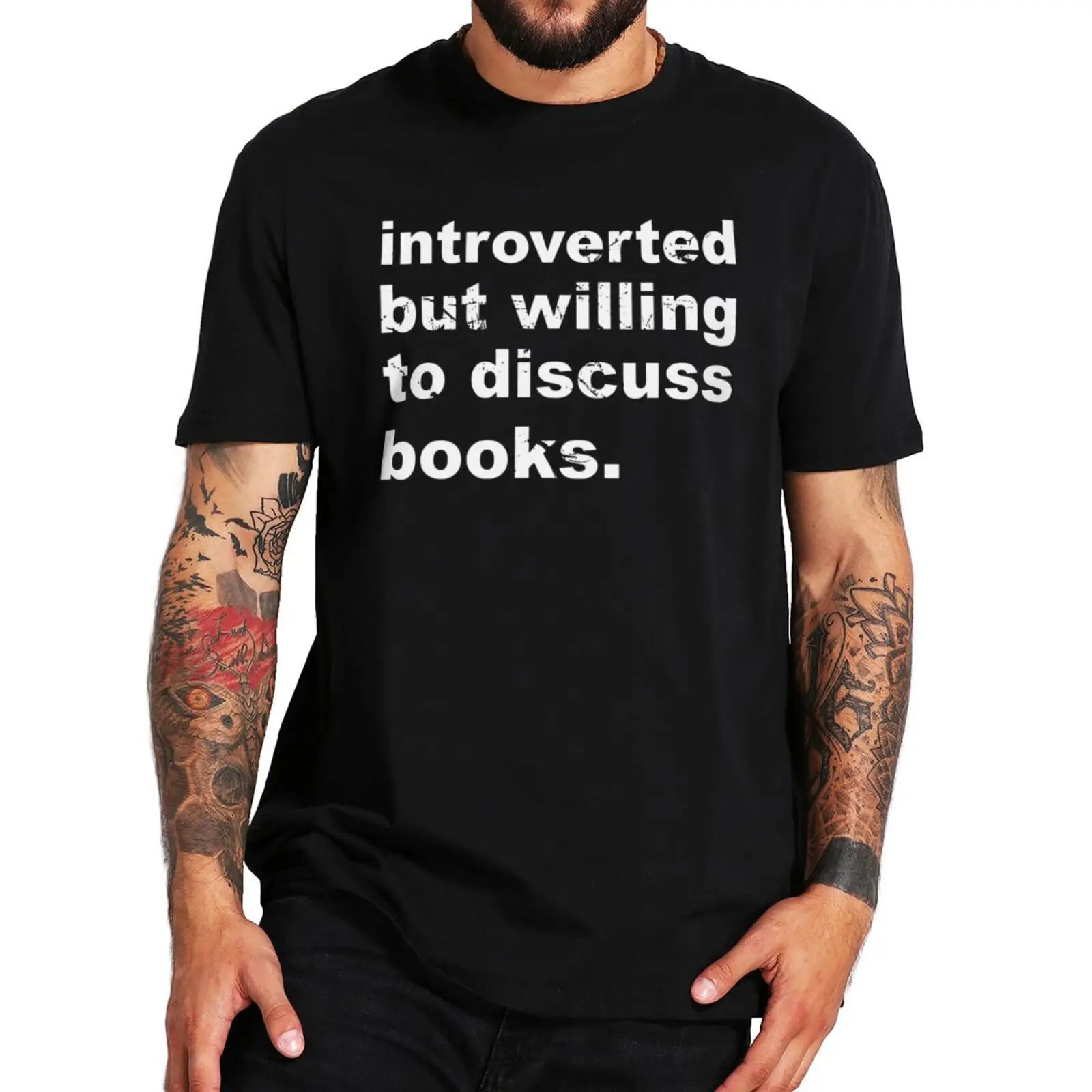 

Introverted But Willing To Discuss Books T-Shirt Funny Memes Book Lovers Popular Tee Casual Summer Cotton Premium T Shirt