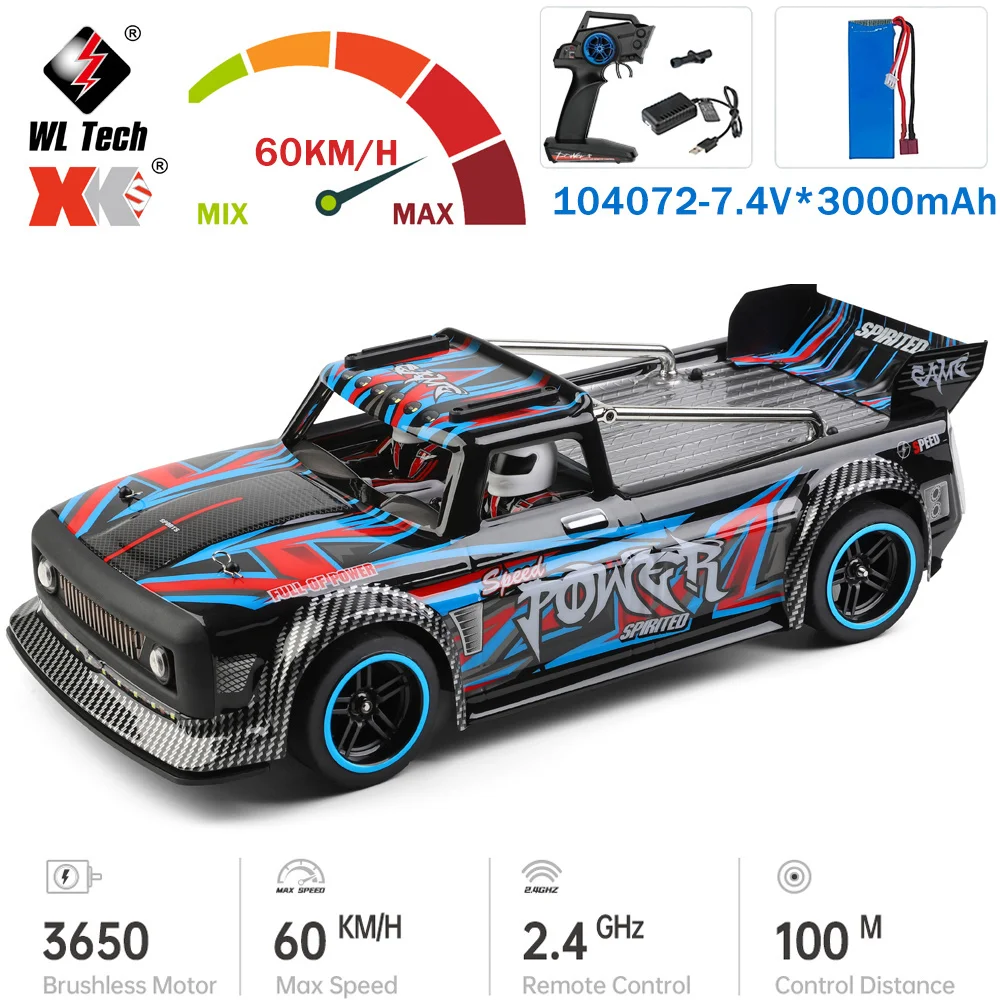 

WLtoys 104072 60KM/H RC Car 1:10 3650 Brushless 3000mAh 4WD Electric High Speed Off-Road Remote Control Drift Toys For Adults