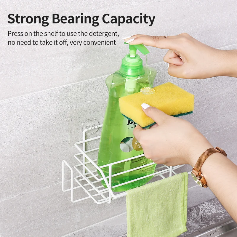 Kitchen Accessories Punch-Free Drain Basket Sponge Holder Spice Rack Towel Hooks Organizer Bathroom |