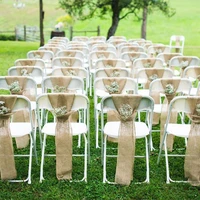 2pcs jute burlap lace wedding chair sashes linen chair knot tie bow for vintagenoeud chaise mariagedecoration 15cm x275cm