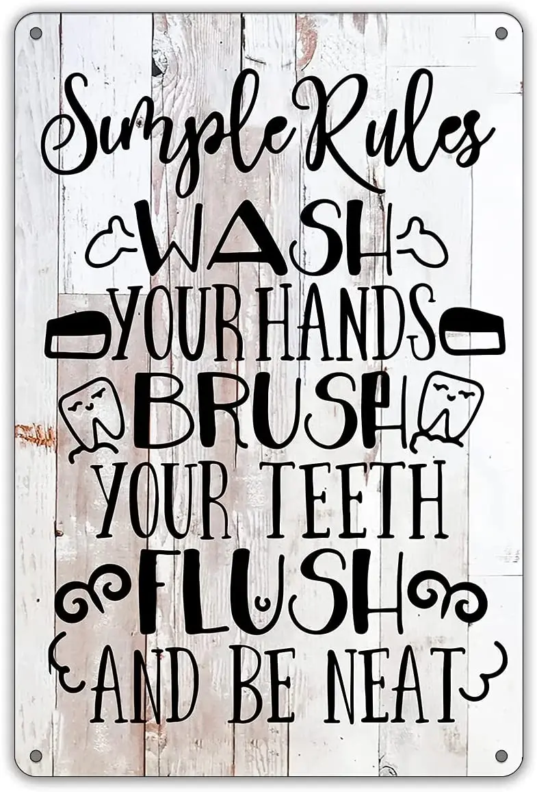 

Забавная ванная простая рулонная металлическая жестяная вывеска настенный художественный декор, правила ванной комнаты деревянный стильн...