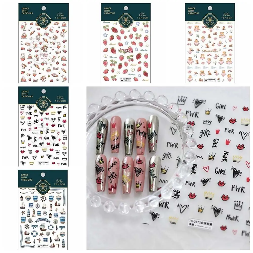 

Cartoon Rabbit Bear Nail Stickers Nail Decorations Self Adhesive Manicure Accessories Strawberry Stickers Nail Decals