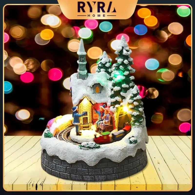 

Christmas Snow Light Cabin Train Luminous Tour Keeps Rotating Tunnel Landscape House Children's Gifts Christmas Gift Decorations