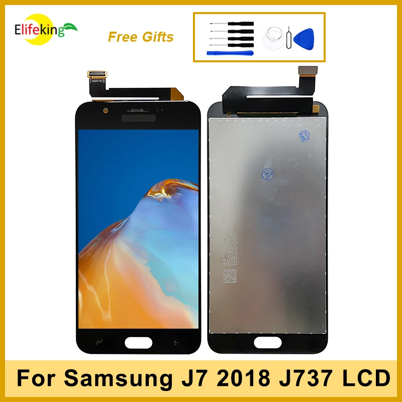 ЖК-дисплей для Samsung Galaxy J7 2018, J737, J737A, J737P, J737V, J737T, дисплей с сенсорным экраном, дигитайзер, замена, регулировка яркости, 100% Протестировано