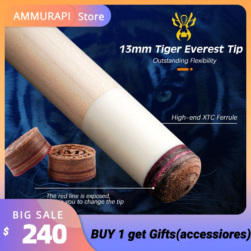 

KONLLEN Dragon-2 Series Pool Cue Stick Canadian Maple Shaft 9 Ball 13mm Tiger Everest Tip 3/8*8 Lock Wood Joint Pin Billiard Cue