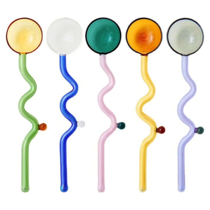 

1 шт., волнистая стеклянная ложка из боросиликатного стекла