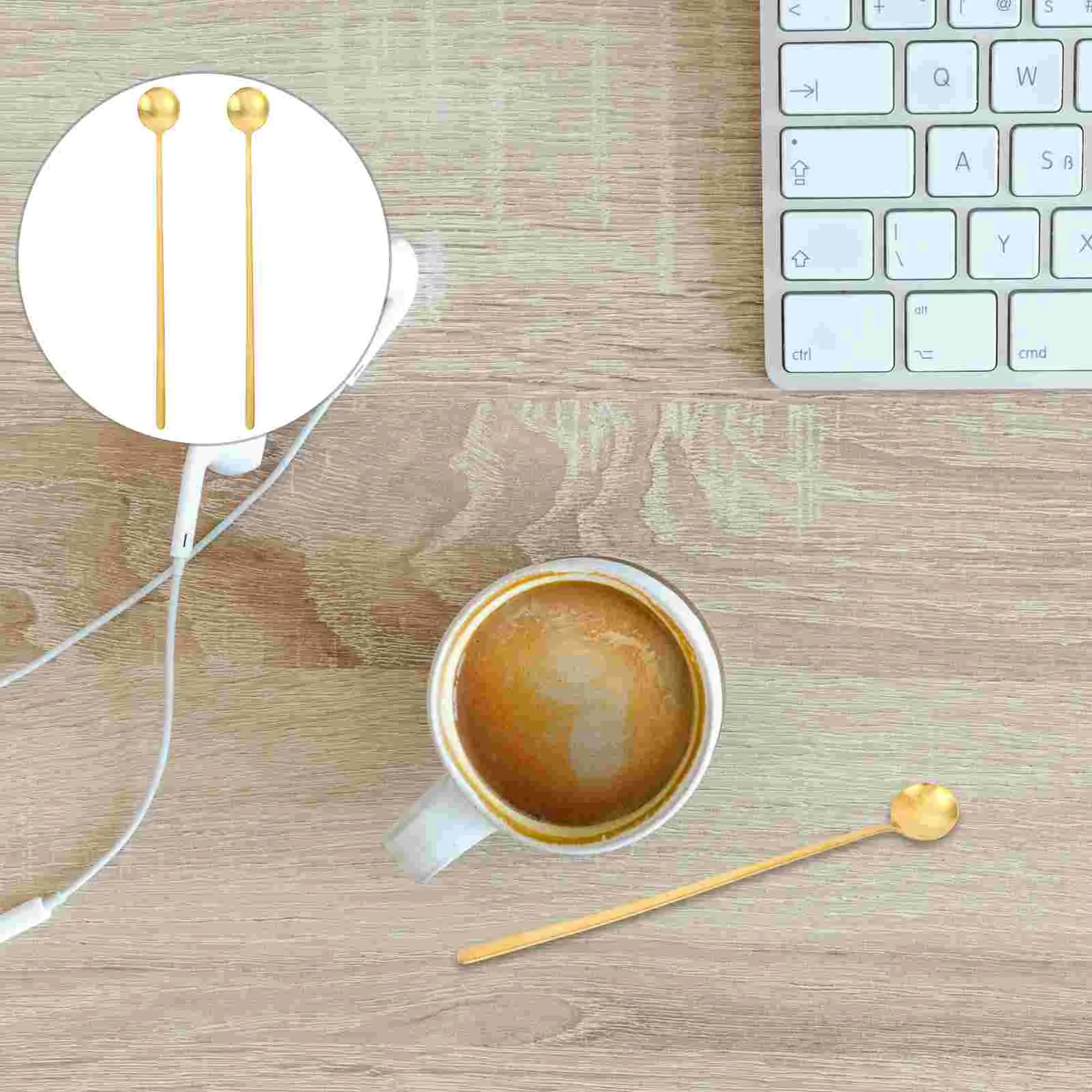 

Spoon Spoons Mixing Coffee Stirring Beverage Cocktail Stirrers Metal Sugar Steel Taste Sticks Stainless Kitchen Demitasse Drink