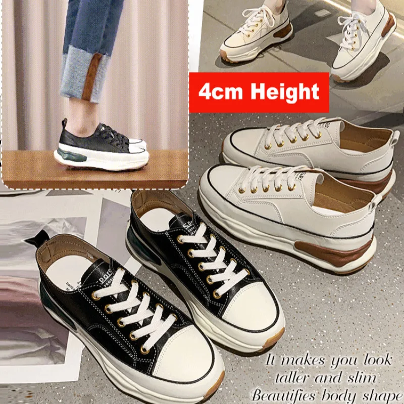 

New Autumn Women's Casual Shoes ThickSoled White Sneakers Korean Style