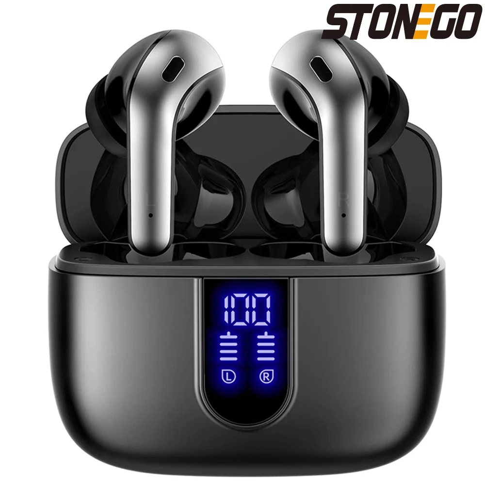 

STONEGO Wireless Bluetooth 5.0 Touch Digital Display Earphone TWS Noise Reduction Stereo Sport Headset Power Display Headphone