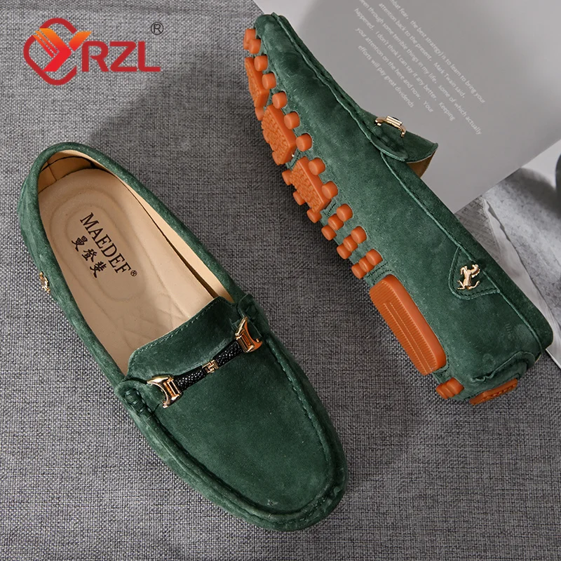 YRZL Handmade Leather Shoes Mens Loafers Shoes Genuine Leather Loafers Men Moccasins Driving Shoes for Men Slip on Loafers Men